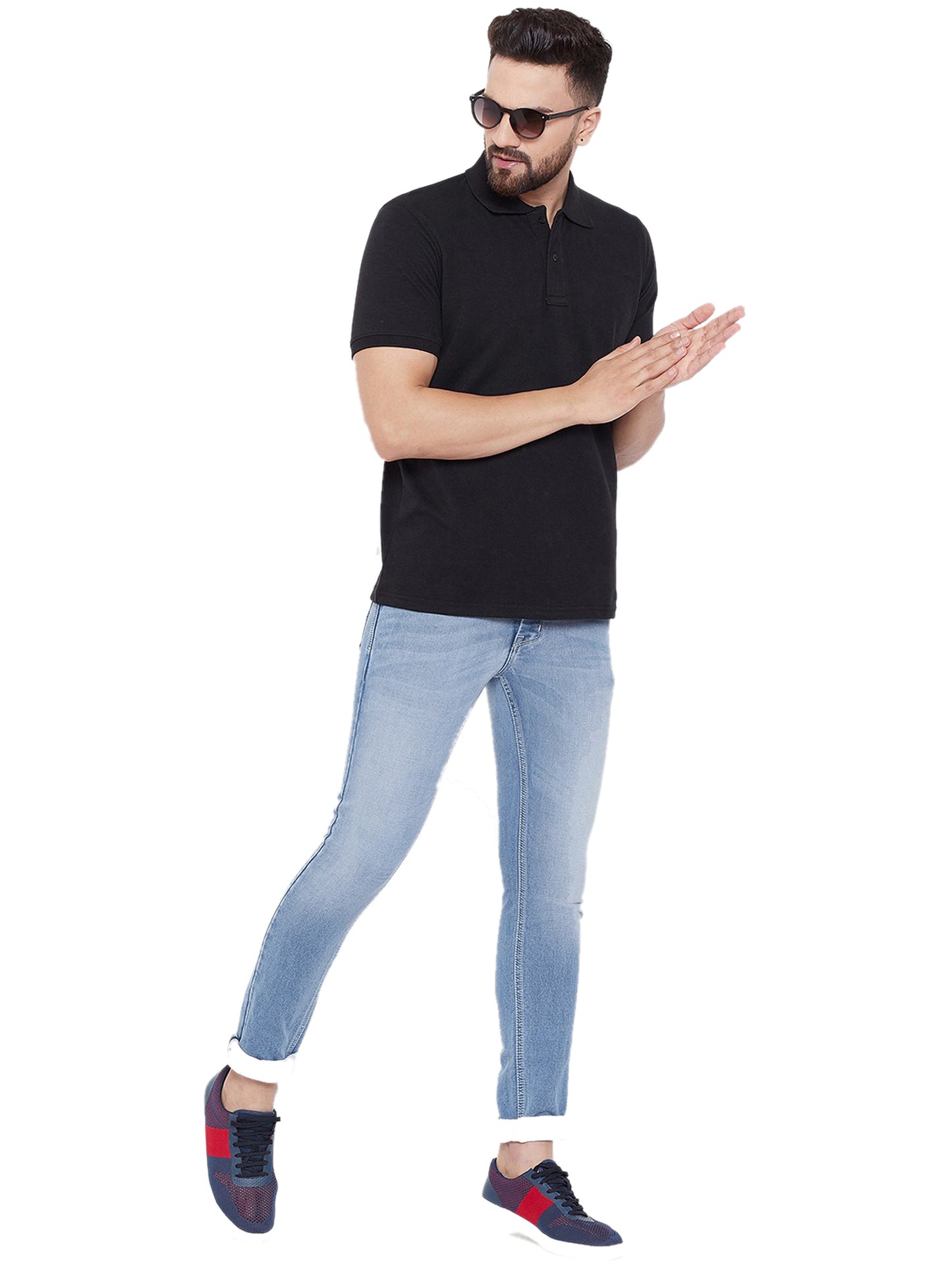 Cotton Blend Solid Half Sleeves Mens Polo T-Shirt (Pack of 4)