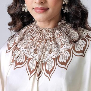 Satin Silk Printed Kaftan Saree With Unstitched Blouse