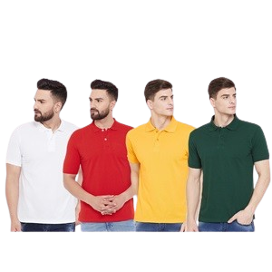 Cotton Blend Solid Half Sleeves Mens Polo Neck T-Shirt (Pack of 4)