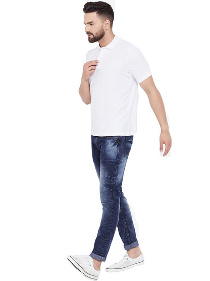 Cotton Blend Solid Half Sleeves Mens Polo T-Shirt (Pack of 4)