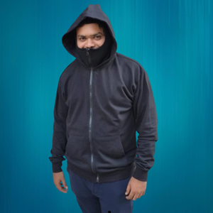 Men's Full Sleeves Zipper Hoodie with Mask