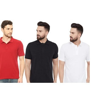 Cotton Matty Solid Half Sleeves Men's Polo T-Shirt Pack Of 3