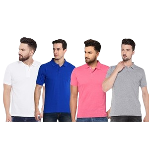 Cotton Blend Solid Half Sleeves Mens Polo Neck T-Shirt (Pack of 4)