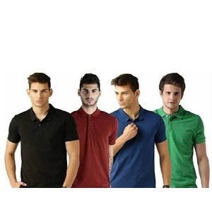 Poly Cotton Solid Half Sleeves Mens Polo T-shirt (Pack of 4)