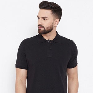 Cotton Blend Solid Half Sleeves Polo T-Shirt
